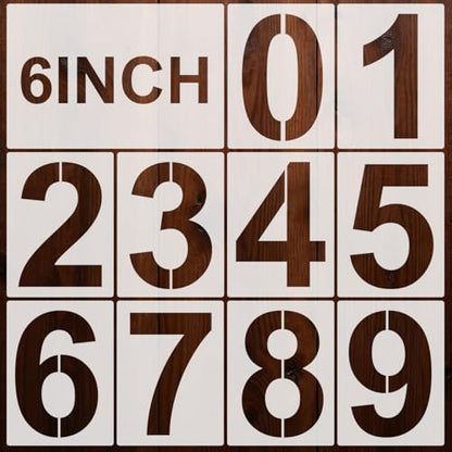 Number Stencils for Painting, 10 Pcs 6 Inch for Cakes Wood Signs Crafts | Reusable & Easy to Clean, Address Numbers & Party Dates, Favor Bags, Classroom Projects, Scrapbooks, Beginner Friendly - color: Number 6"