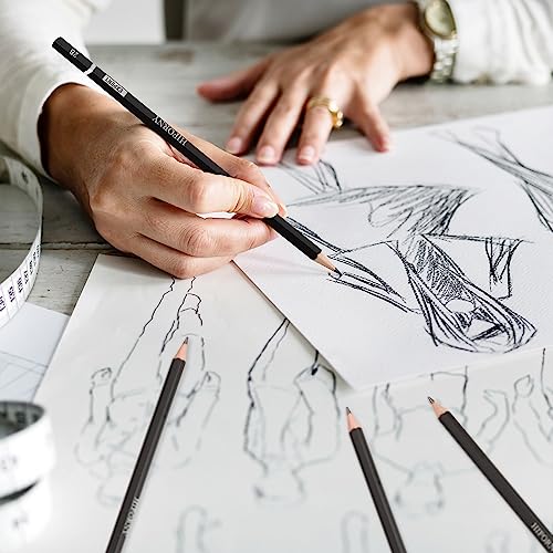 HIFORNY 24-Piece Graphite Sketching Pencil Set - 14B-5H, Ideal for Beginners & Artists