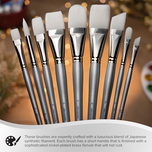 Silver Brush Limited Grand Prix Small Rounds Oil Paintbrush Set, 4pc | Sizes 0, 1, 2, 4, Long Handle, Stiff Flagged Hog Bristle, Superb Paint Absorbency, Well-Balanced, Lightly Textured Strokes - color: Small Long Handle Rounds