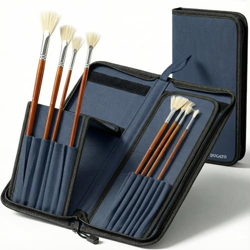 DUGATO Long Brush Holder & Organizer, Canvas Case 5.7 x 14.8 in, Blue - color: Blue, size: Large 5.7x14.8 inches