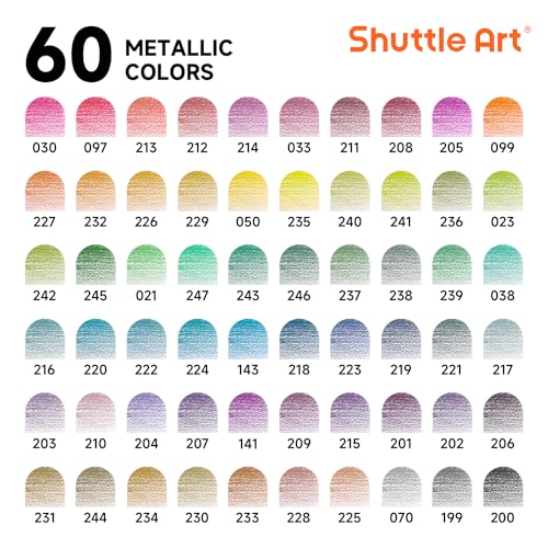 Shuttle Art 60 Metallic Colored Pencils, Colored Pencils for Adult Coloring, Soft Core Coloring Pencil in Gift Tin Box, Drawing Pencil for Kids Adults Beginners Artists Drawing Sketching - color: 60 Metallic Colors