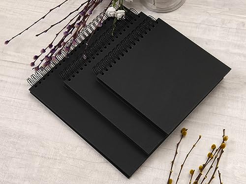 potricher 12 x 12 Inch Large DIY Scrapbook Photo Album 80 Pages, Black - color: Black, size: 12 Inch 80 Pages
