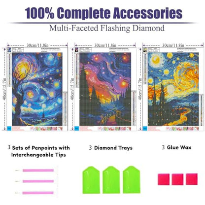 OFRKE Diamond Painting Kits for Adults,3 Pack Abstract Landscape Diamond Art for Beginners, Diamond Round 5D Full Drill Paint with Diamonds Pictures Gem Art Painting Kits DIY Crafts Kits 12x16inch - color: 3pcs-Abstract