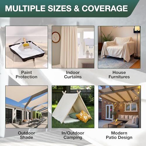 CCS Canvas Drop Cloth for Painting – All Purpose Cotton Duck Cloth Tarp for Curtains, Tablecloths, Backdrops – Washable & Reusable Floor Cover & Dust Sheet for Furniture (20x20 Ft) - size: 20 by 20 Feet