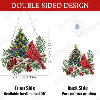 Eiflow Acrylic Pearl Diamond Art Hanging Kit for Adults, DIY Christmas Diamonds Painting Door Hanger Board Kit, Diamond Art Pearl Painting Pendant Ornament (Cardinal) - color: Cardinal