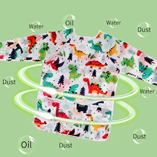 CUBACO Kids Painting Apron, 2pcs Waterproof Art Smocks For Child 3-8 Years, Kids Smocks for Painting Aprons with Long Sleeve - color: Dinosaur Pattern