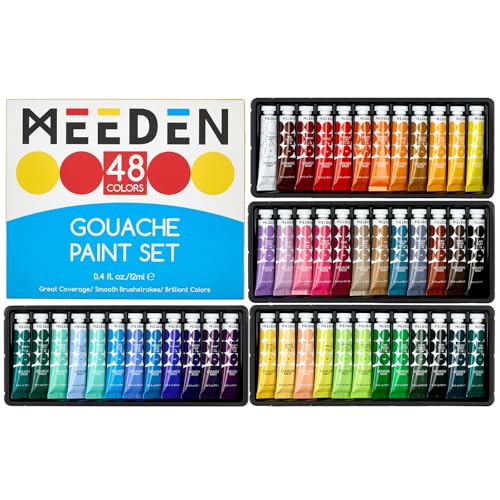 MEEDEN Gouache Paint Tube Set: 48 x 12ml (0.4 oz) Colors Art Paint | Non-Toxic Gouache Tubes for Artists Students Beginners - Rich Pigment Art Supplies for Paper & Canvas Painting - color: 48 Colors