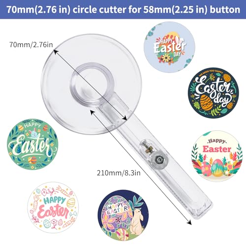 58mm/2.25 Inch Clear Circle Cutter Button Maker Tools, Adjustable Multi-Size Badge Making Round Cutting Tool, Cutting Knife Photo Paper Model Circle (70-210mm) - size: 70-210mm