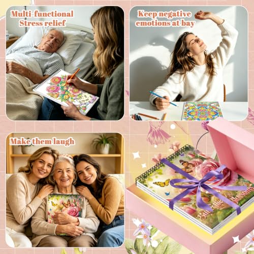 Kalysky 3 Pack Adult Coloring Books for Women, Spiral Bound - color: Women's Coloring Book