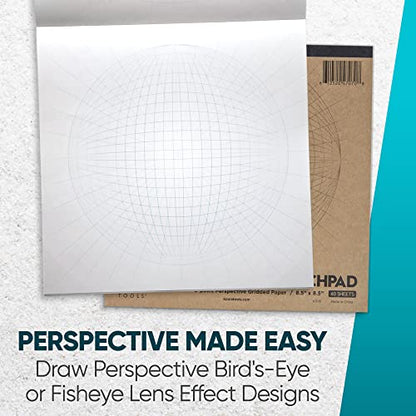 Koala Tools | Drawing Perspective (1 and 2-Point) Large Sketch Pad (5 Point) - size: 5 Point