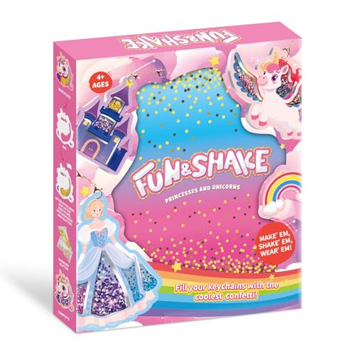 DIY Glitter Craft Kit with Keychains - Mess-Free Arts and Crafts for Kids Ages 4-8, Fun Shake-It Activity, Creative Travel Toys, Party Favors & Birthday Gifts for Girls 4-9 - color: pink