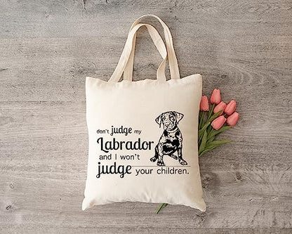 Pet Studio Art Don't Judge My Dog Tote Bag - color: Labrador