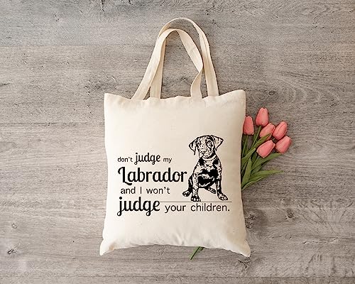 Pet Studio Art Don't Judge My Dog Tote Bag - color: Labrador