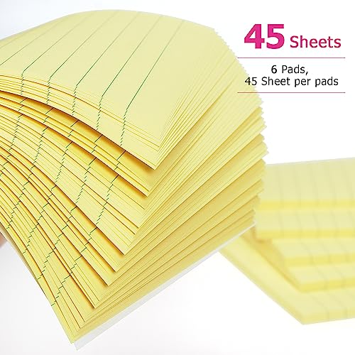Early Buy Sticky Notes with Lines 4x6 in, Yellow Self-Stick, 45 Sheets/Pad | Bright Color Self-Stick Notes For Daily Reminders, Home, Office, And Study Use. 6 Pads, Each With 45 Sheets. - color: Yellow