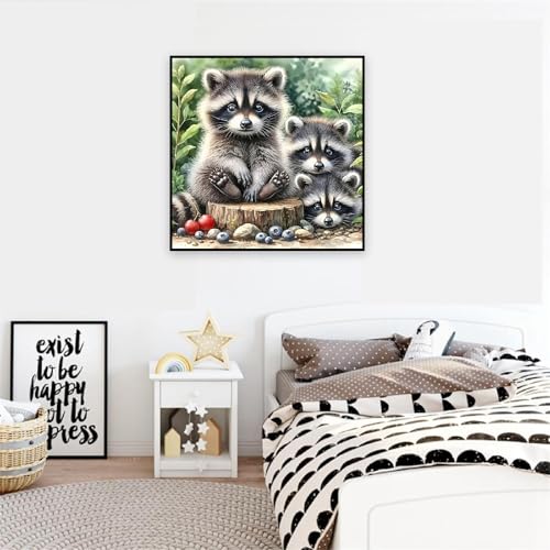 Paint by Numbers Kit for Adults,Raccoon DIY Paint by Number With Frame - color: MT6133