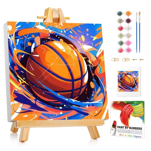 XTCIXAL Paint by Numbers Kit for Kids, Basketball, 8X8 inch - color: 02-Basketball