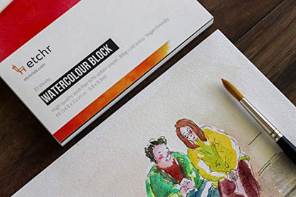 ETCHR Watercolor Paper Block - A4 Professional Cotton Watercolor Block Cold Press 300g (140 lb)