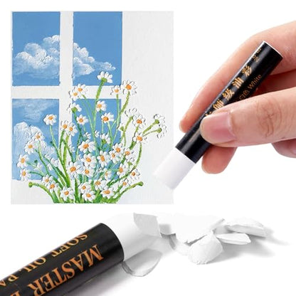 LIGHTWISH White Oil Pastels - Pack of 12, Ultra-Smooth Blendable Crayons for Professional Artists & Beginners, Perfect for Canvas, Chalkboard & DIY Crafts, Non-Fade, High Coverage Art Supplies - color: White Color(12 Sticks)