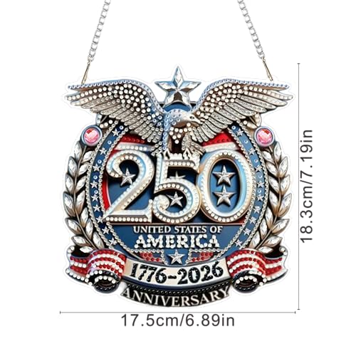 ARPADAMO Hanging Ornament Diamond Art Kits for Adults Eagle 6.9x7.2in | 5D Patriotic DIY Special Shaped Crystal US 250th Anniversary July 4 Diamond Painting Kit,Window Hanging Gift for Home Garden - color: DP03978