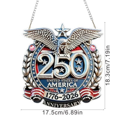 ARPADAMO Hanging Ornament Diamond Art Kits for Adults Eagle 6.9x7.2in | 5D Patriotic DIY Special Shaped Crystal US 250th Anniversary July 4 Diamond Painting Kit,Window Hanging Gift for Home Garden - color: DP03978