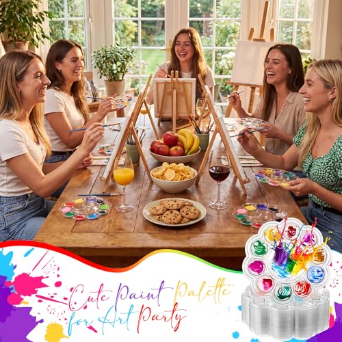 200 Pcs Paint Tray Palettes 5.5 in with 13 Compartments Clear Disposable Plastic Paint Palette Bulk Watercolor Craft Supplies for Art Class, DIY Craft, Painting Party, Birthday Party - style: 13 Compartments