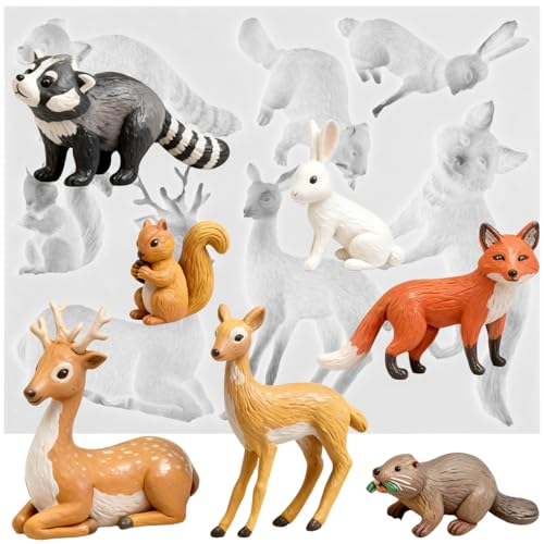 Woodland Animal Polymer Clay Mold Squirrel Rubbit Silicone Molds - color: Style F