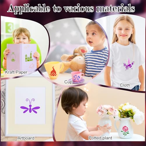 Fainne 100 Pcs 2 Inch Girl Theme Stencils Small Stencils for Painting | Reusable Craft Stencils, DIY Scrapbook, Wood Wall Fabric Rock Chalkboard Sign Painting, Home Art Decor Projects - style: Girls Theme