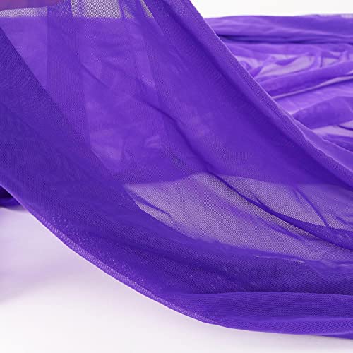 Ultrathin 4-Way Stretch Net Fabric Nylon Spandex Power Mesh Lightweight Sheer 60" Wide, a Continuous 5 Yards (Purple) - color: Purple