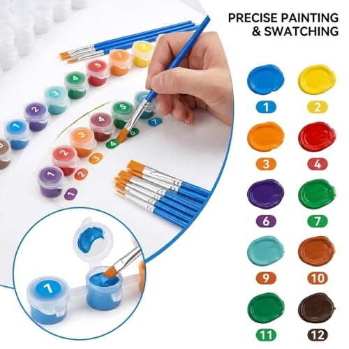30 Empty Paint Containers with Lids - Mini Paint Pods | 180 Paint Pots Container Strips (3ml/0.1oz), 40 Flat Paint Brushes, 260 Labels for Color Organization,140 blank labels - color: 30 Strips+40 Flat Brush+260 Labels
