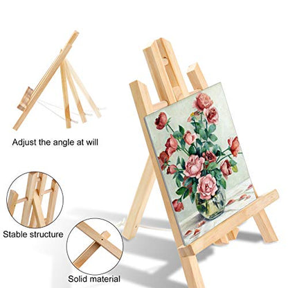 240 PCS Professional Painting Set with 20 Wood Easels, 20 Packs 200 Brushes | with Nylon Brush Head and 20 PCS Palettes, Painting Supplies kit for Kids & Adults to Painting Party - style: 240Pcs(20 Sets)
