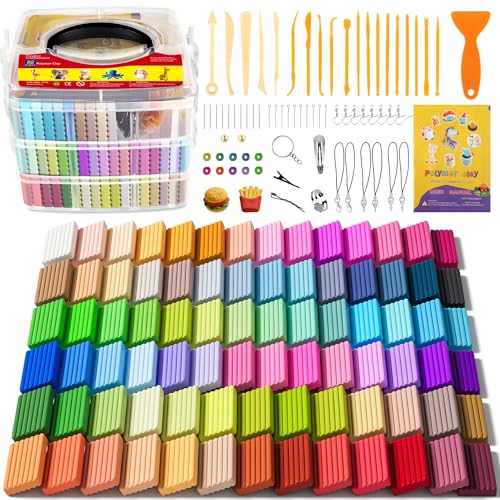 Aestd-ST Polymer Clay 82 Colors, Oven Bake Modeling Clay for Kids & Artists | Easy to Shape, Non-Sticky, Colorful, Portable Storage Box, 20 Sculpting Tools, Accessories, DIY Starter Kit for Kids & Adults - color: 82 Colors