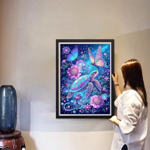 MAXBYE Diamond Painting Kits for Adults Beginners,Turtle 5D Full Round Drill Diamond Art Kit, Easy DIY Dot Painting Gem Craft for Home Wall Art 12x16in - color: ZD058