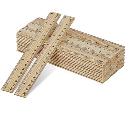 KINJOEK 72 Packs 8 Inch Wooden Rulers Bulk, 20cm Double Sided Pine Wood School Measuring Ruler for Home Student Office Use, 2 Scale - size: 72 Packs 8 Inch