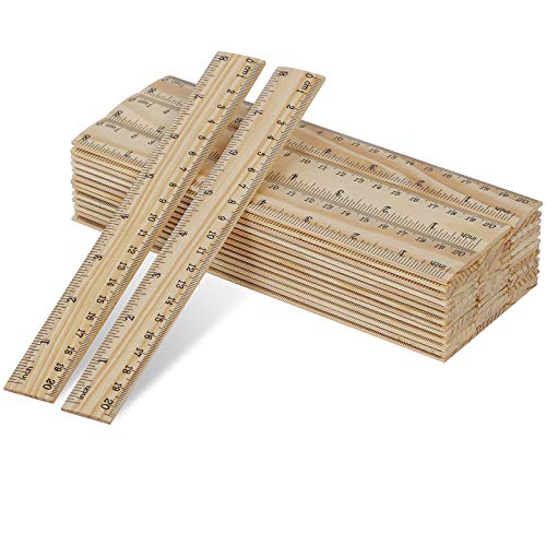 KINJOEK 72 Packs 8 Inch Wooden Rulers Bulk, 20cm Double Sided Pine Wood School Measuring Ruler for Home Student Office Use, 2 Scale - size: 72 Packs 8 Inch