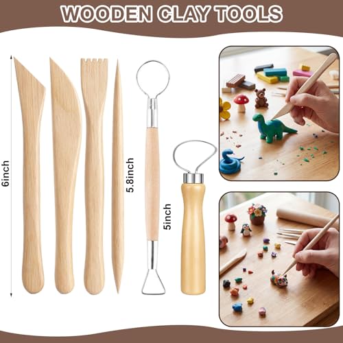DKALIO 42 PCS Clay Tools Kit, Professional Polymer & Pottery Clay Tools Set with Stainless Steel Heads for Carving, Molding, Stippling, Shaping - Perfect for Artists, Beginners & DIY Craft Projects