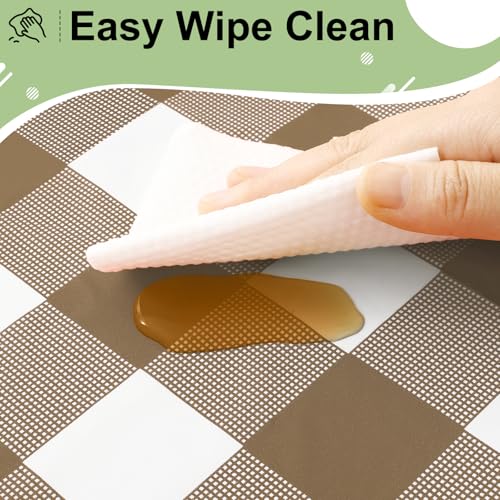 misaya 4 Packs 54 x 78 Inch Buffalo Disposable Table Cloth, Waterproof Plastic Tablecloth, Rectangle Brown and White Checkered Table Covers for Picnic, Birthday, Party - color: Brown and White, size: 54" X 78"