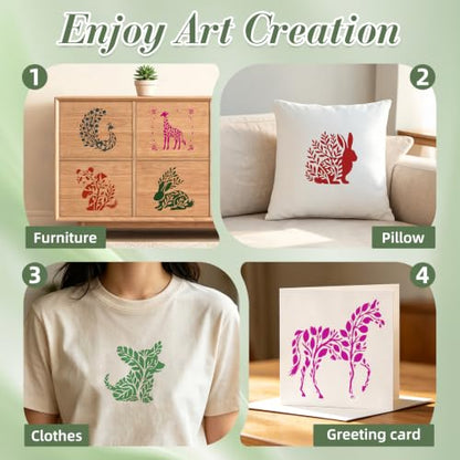 Animal Flower Stencils for Crafts Reusable 24Pcs Stencils(7.8X7.8 Inch) - color: Animal 7