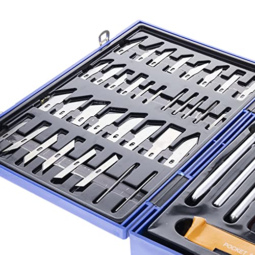 52pc Deluxe Cutting Knife Set with Molded Hard Case, Assorted Precision Utility Knife Blades and Handles Complete Set