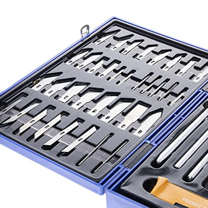 52pc Deluxe Cutting Knife Set with Molded Hard Case, Assorted Precision Utility Knife Blades and Handles Complete Set