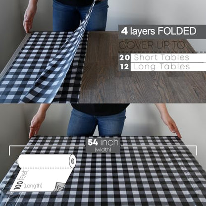 Neatiffy Disposable Plastic Table Cloth Roll | Waterproof Tablecloth | Table Cover for Picnic, Party, Banquet, Birthdays, Weddings (Black Checkered, 54 inches X 100 feet) - color: Blackcheck100, size: 54 inches X 100 feet