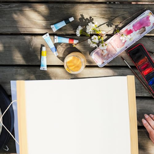 FAVOMOTO Ornament Frame White Blank Cotton Canvas Panels 3Pcs Wooden Framed Artist Canvas Board with Hanging Rope DIY Arts Accessory for Painting Acrylic Pouring Oil Paint Ornament Frames - size: 11.79 inches x 8.25 inches