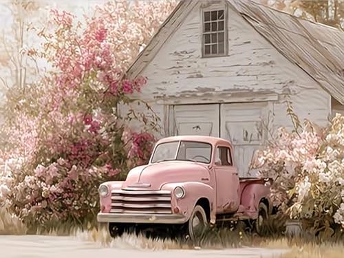 EIBEILI Diamond Art Kits for Adults Pink Truck and Barn Diamond Painting - color: DP03806