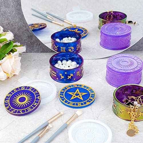 NiArt Zodiac Silicone Resin Mold Storage Box with Star Lid Epoxy DIY Art | Flexible BPA-Free Silicone Zodiac Jar Mold, Unmolds Easily, Reusable for Jewelry, Trinket, Candle & Home Decor Crafting - style: Constellation Storage Box