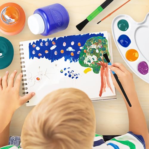 Kids Painting Set, Washable Paint for Kids with Paint Cups Gift Bundle | Bold Colors Toddler Paints Includes 6 Finger Paint Colors (2 oz Each), 6 no Spill Paint Cups, 6 Paintbrushes Non-Toxic