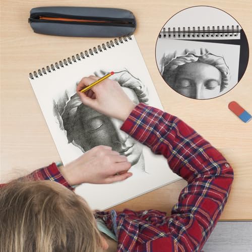 TKOOFN 5 Pack 8.5" x 11" SketchBooks Bulk,Top Spiral Bound Sketchbook | 60 Sheet Each,600 Sheets total,68lb/100gsm thick,Acid-Free,Sketch Drawing Paper Pad for Adult Kids Artists Beginners - color: 5 Pack, size: 8.5" x 11"