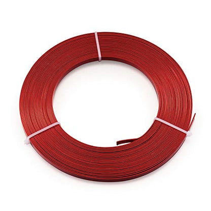 Fashewelry 32.8Ft 5mm Aluminum Flat Wire Solid Bendable Metal Craft Wire Strip for Bezel Sculpting Armature Jewelry Making Gem Metal Wrap, Red - color: Flat-5mm-Red