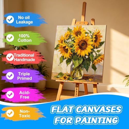 ESRICH Large Canvas for Painting, 10 Pack Square Canvas Boards for Painting 18x18 Cotton Primed Acid Free Blank Canvas Panels for Oil Paint, Watercolor, Acrylic Paint, Gouache and Tempera.