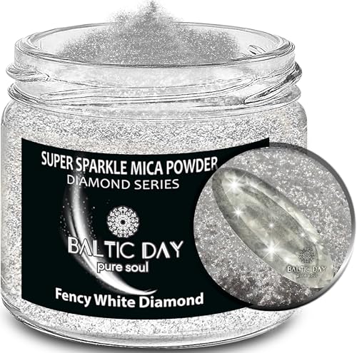 BALTIC DAY - Diamond Dust for Crafts [ Fancy White ] - Sparkle Glitter Mica Powder - Resin Glitter - White Mica Powder for Epoxy Resin - Shimmer Pigment - Diamond Crystal Dust - color: Fancy White Diamond