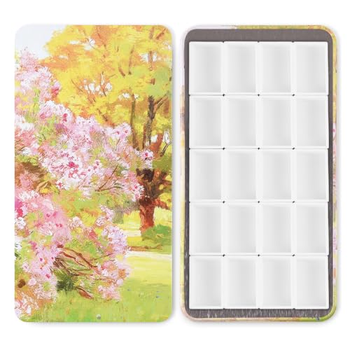 20 Empty Full Pans Watercolor Palette Tins Box with Magnetic Squares | 3ml Plastic Half Pan,Metal Paint Tray Palettes for Travel,Lightweight Portable,Watercolor Painting Mixing Tray.Pastoral - color: Pastoral, size: 20 Full Pans