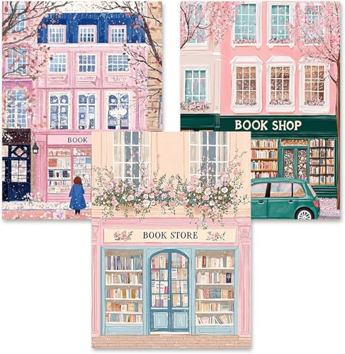 ARPADAMO 3 Pcs Diamond Art Kits for Adults,5D Pink Book shop Diamond Painting DIY books Diamond Art Diamond Painting Kits for Adult,Round Full Drill Diamonds, Diamond Art Kits for Home Decor-12x16inch - color: DP02792